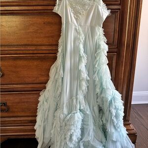 Dollcake teal Ruffled Tiered Sleeveless Gown